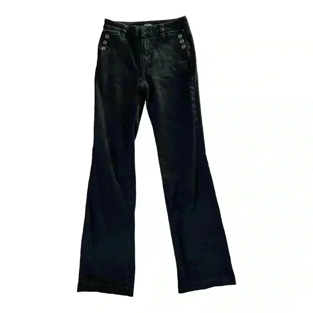 Massimo Dutti High-Rise Wide Leg Black Jeans SZ 2